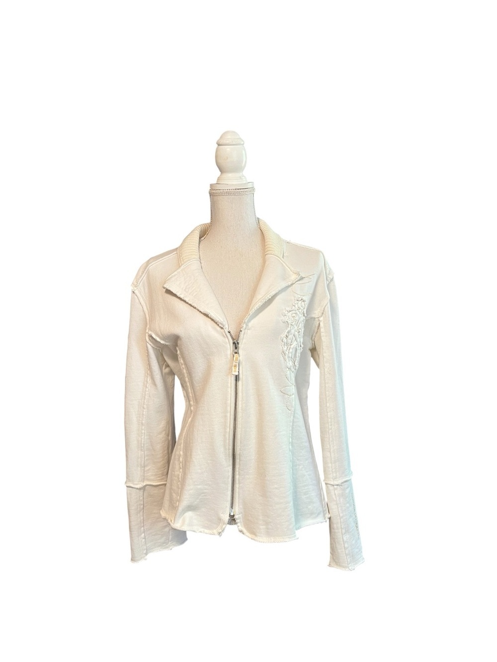 Women's Cream Zip-Front Jacket with Cirque Du Soleil Embroidery